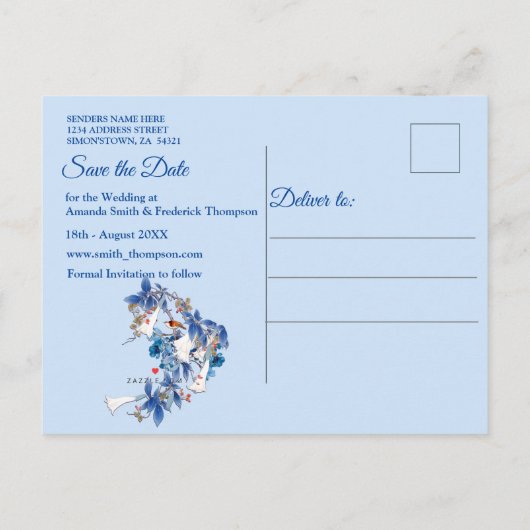 Illustreerde Waterverf Moon-flower Sla de datum op Aankondigingskaart (Achterkant)