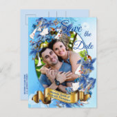 Illustreerde Waterverf Moon-flower Sla de datum op Aankondigingskaart (Voorkant / Achterkant)