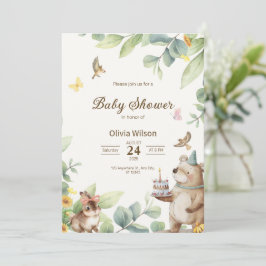 Illustreren Groen en Witte Vogels Baby shower Kaart