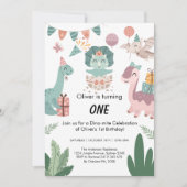 Illustreren kunst, Pastel kleur Dinosaurus verjaar Kaart (Voorkant)