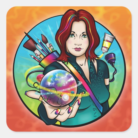 ILLUSTRIË VIERKANTE STICKER (Voorkant)