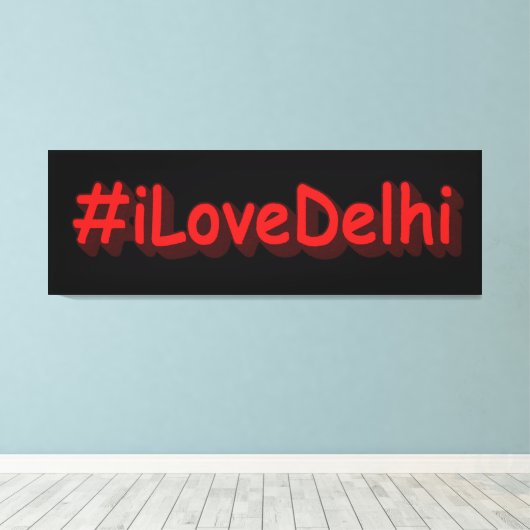 "#iLoveDelhi" Cute Design. Bestel nu Canvas Afdruk (Insitu (Houten vloer))