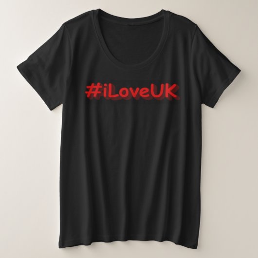 "#iLoveUK" Cute Design. Bestel nu Grote Maat T-shirt (Design voorkant)