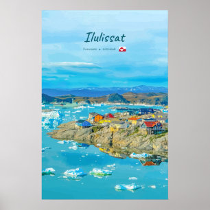 Ilulissat, Groenland - IJsberg Stad Poster
