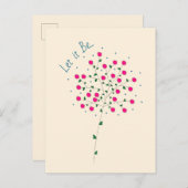 Ilustração Botânica em Rosa com Frase "Let it Be" Briefkaart (Voorkant / Achterkant)