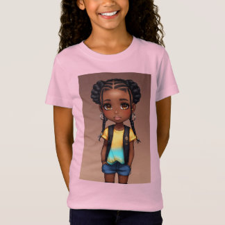 Ilustração digital de uma menina afro-americana t-shirt