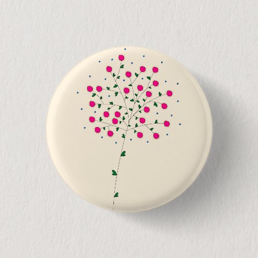 Ilustração Moderna e Radiante com Flores Rosa Ronde Button 3,2 Cm (Voorkant)