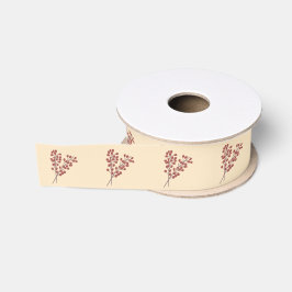 ilustración baya roja de Navidad beige vintage Grosgrain Lint