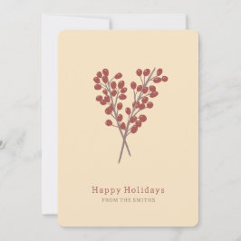 ilustración bayas rojas planta de navidad vintage feestdagenkaart