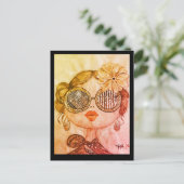 ilustración cara de chica fashión briefkaart (Staand voorkant)