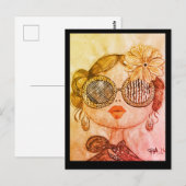 ilustración cara de chica fashión briefkaart (Voorkant / Achterkant)