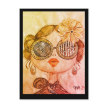 ilustración cara de chica fashión