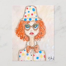 Ilustración chica vestida de payaso briefkaart