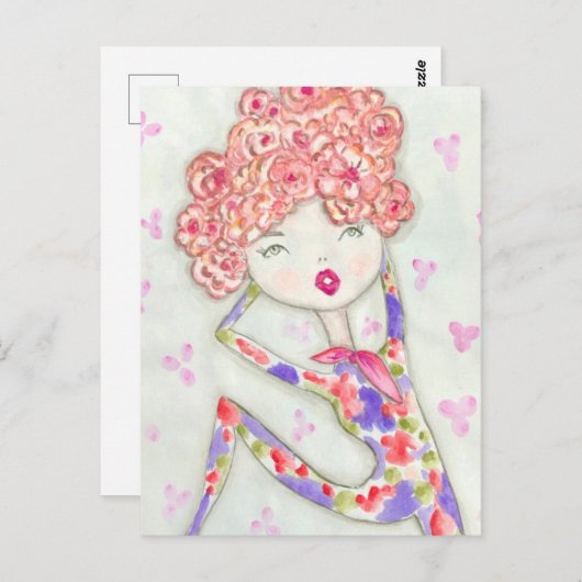 Ilustración de chica con una pose muy especial briefkaart (Voorkant / Achterkant)