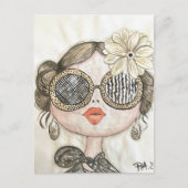 ilustracion de chica fashion con gafas en acuarela briefkaart (Voorkant)