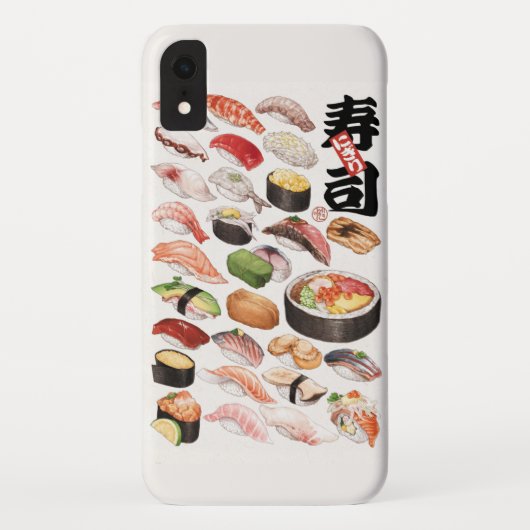Ilustracion de comida japonesa de sushi Case-Mate iPhone case (Achterkant)