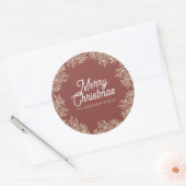 ilustración hojas abeto corona de Navidad rojo Ronde Sticker (Envelop)