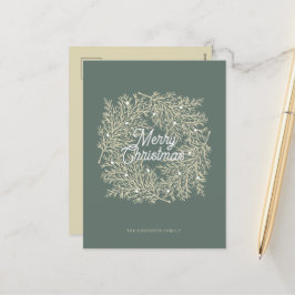ilustración hojas abeto corona de Navidad verde Feestdagenkaart