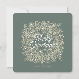 ilustración hojas abeto corona de Navidad verde Feestdagenkaart