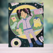 Ilustración Infantil: Niña en Universo Acryl Bord (Neutraal)