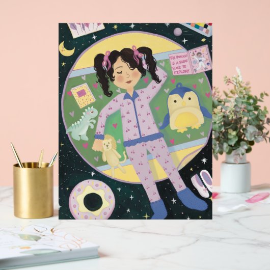 Ilustración Infantil: Niña en Universo Acryl Bord (Huwelijk)