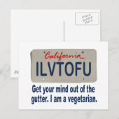 ILVTOFU California License Bord Briefkaart (Voorkant / Achterkant)