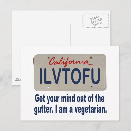 ILVTOFU California License Bord Briefkaart (Voorkant / Achterkant)