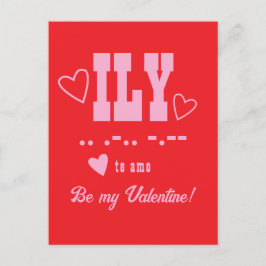 ILY Afkorting, Be My Valentijn, Pink Monogram Feestdagenkaart
