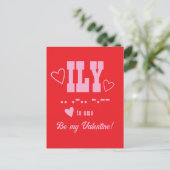 ILY Afkorting, Be My Valentijn, Pink Monogram Feestdagenkaart (Staand voorkant)