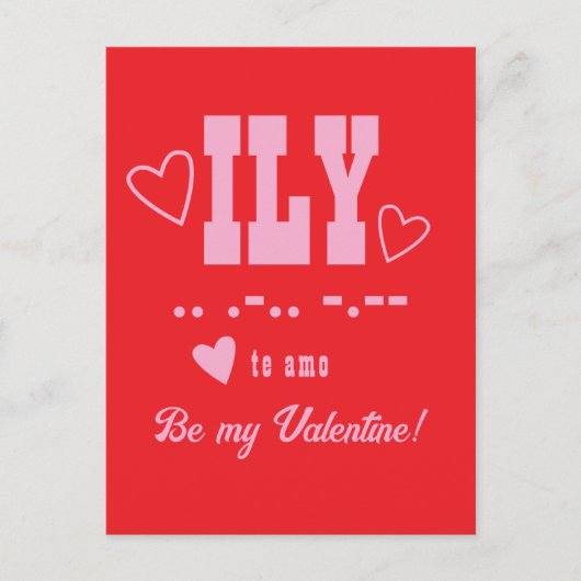 ILY Afkorting, Be My Valentijn, Pink Monogram Feestdagenkaart (Voorkant)