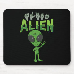 ILY Alien ASL Hand Gesture Deaf Hearing Verlies Aw Muismat