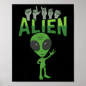 ILY Alien ASL Hand Gesture Deaf Hearing Verlies Aw Poster (Voorkant)