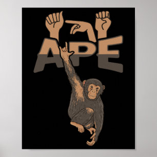 ILY APE ASL Handgebaar Doof Gehoorverlies Bewustzi Poster