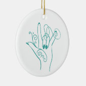 ILY ASL-handvormsierad - personaliseer Keramisch Ornament (Rechts)