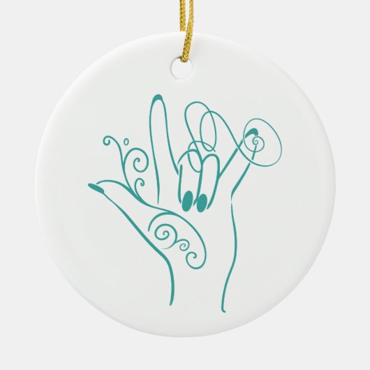 ILY ASL-handvormsierad - personaliseer Keramisch Ornament (Voorkant)