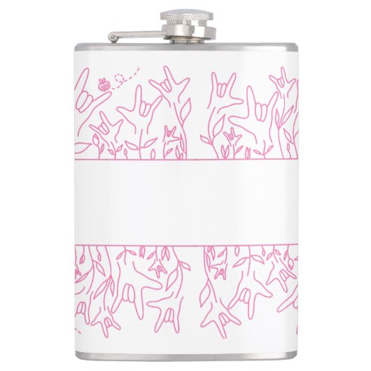 ILY Bloom - Custom Name ASL Design Heupfles (Voorkant)