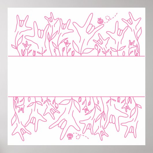 ILY Bloom - Custom Name ASL Design Poster (Voorkant)