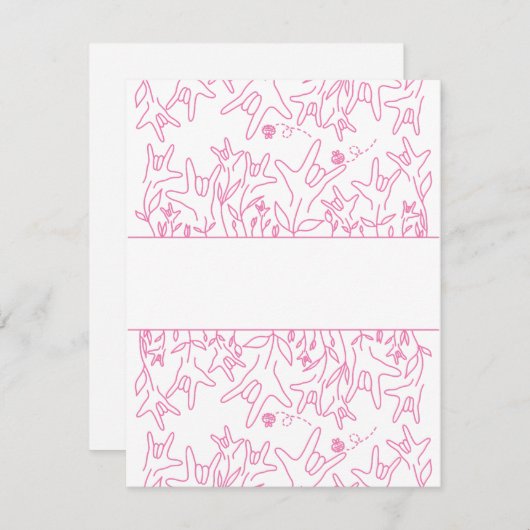 ILY Bloom - Custom Name ASL Design RSVP Kaartje (Voorkant / Achterkant)