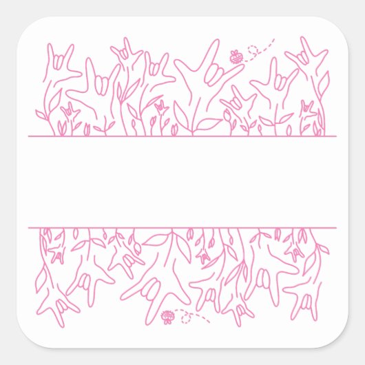 ILY Bloom - Custom Name ASL Design Vierkante Sticker (Voorkant)