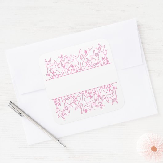 ILY Bloom - Custom Name ASL Design Vierkante Sticker (Envelop)