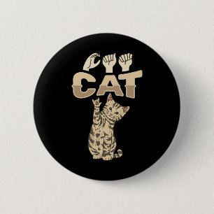 ILY Cat ASL Handgebaar Doof Gehoorverlies Bewustzi Ronde Button 5,7 Cm