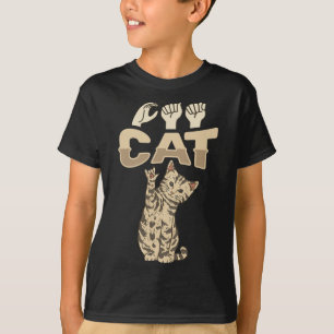 ILY Cat ASL Handgebaar Doof Gehoorverlies Bewustzi T-shirt
