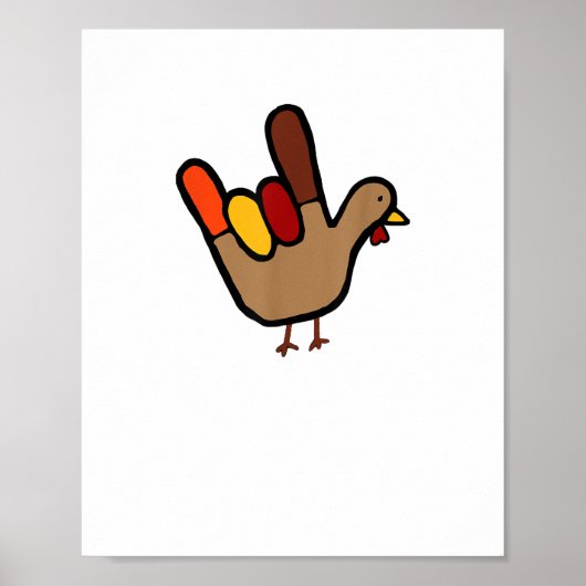 ILY Gebarentaal Hand Turkije Thanksgiving Vakantie Poster (Voorkant)