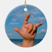 ILY hand onder regenbooggebarentaal Keramisch Ornament (Achterkant)