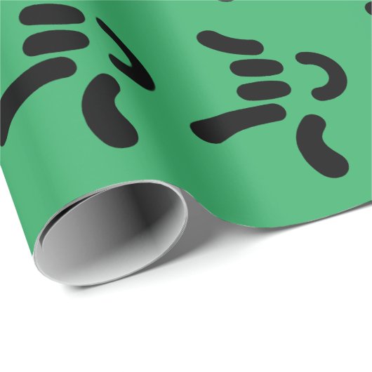 ILY (I Love You) ASL - Gift Wrapping GREEN Cadeaupapier (Rol Hoek)