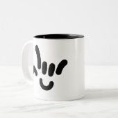 ILY (IK HOOR VAN JE) in ASL Tweekleurige Koffiemok (Voorkant links)