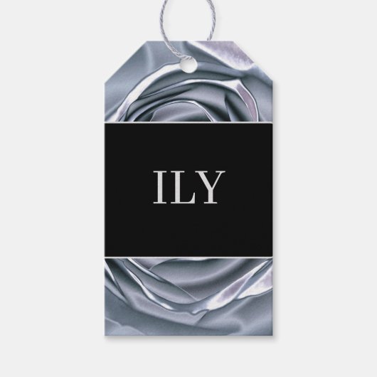 ILY Metallic Silver Roos Accent Gift Label Cadeaulabel (Voorkant)