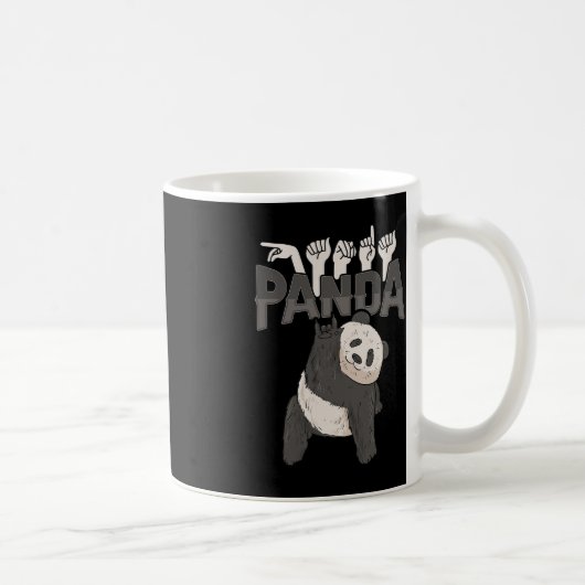 ILY Panda ASL Hand Gesture Deaf Hearing Loss Aware Koffiemok (Rechts)