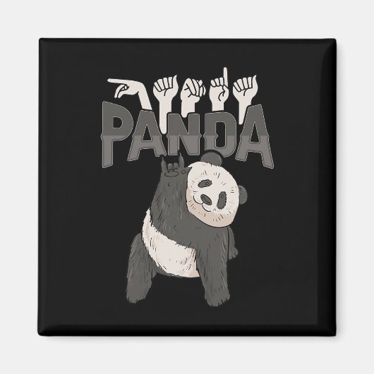 ILY Panda ASL Hand Gesture Deaf Hearing Loss Aware Magneet (Voorkant)