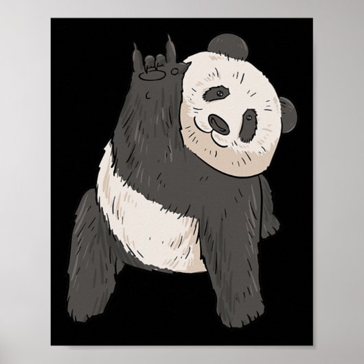 ILY Panda ASL Hand Gesture Deaf Hearing Loss Aware Poster (Voorkant)